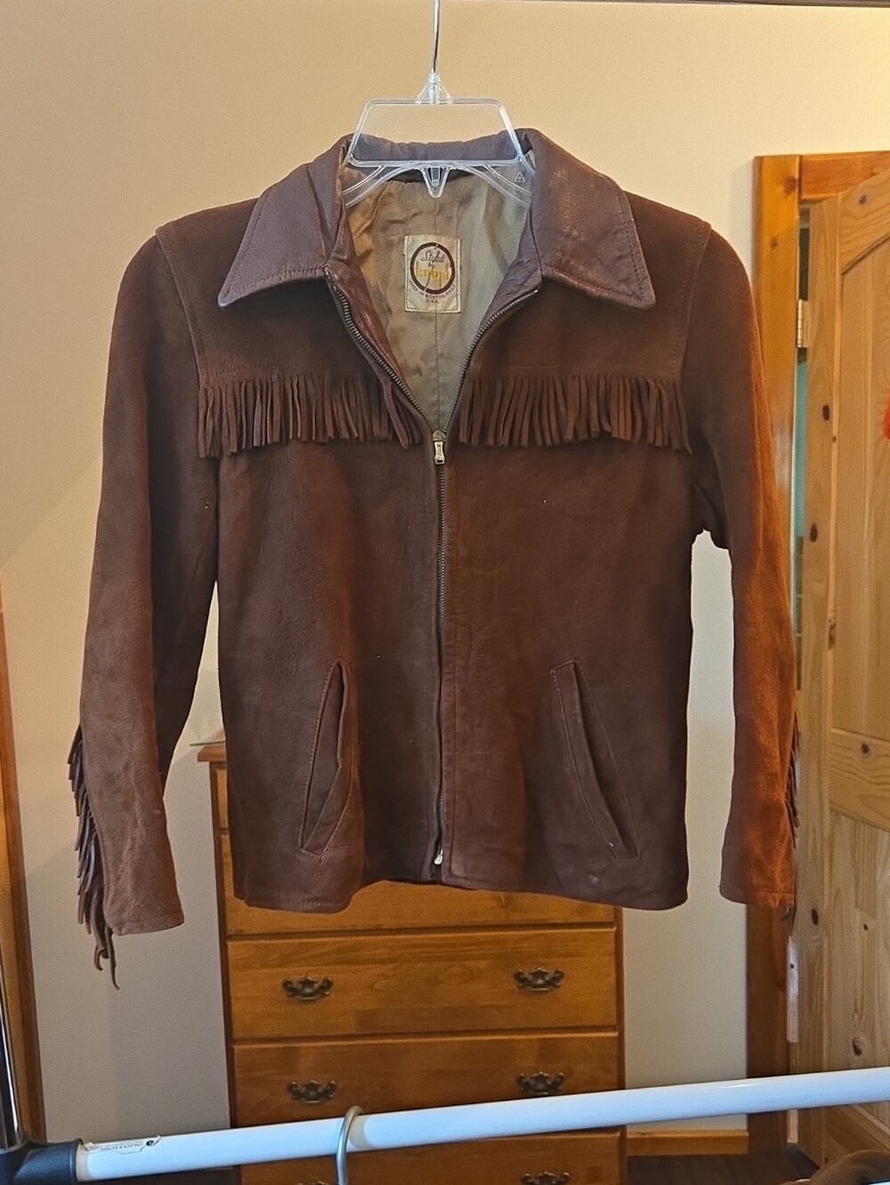 Vintage 1940s / 1950s Styled by Knopf Leather Fringe Jacket-Orig. Crown Zipper